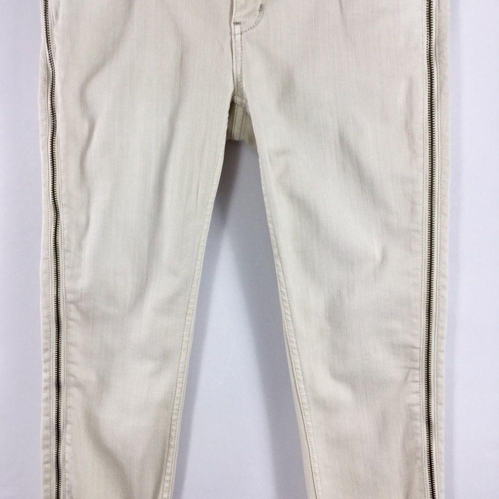 Free People Levon Zipper Skinny Bone Denim Jeans Size 28 - Picture 6 of 15